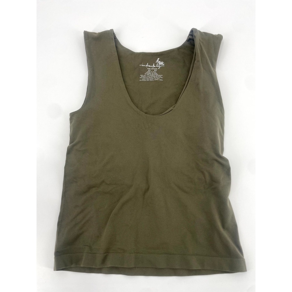 Free People Tank Top‎ Womens S -XS Olive Green Nylon Stretch Classic Scoop Neck